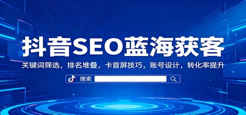 抖音SEO蓝海获客:关键词筛选,排名堆叠,卡首屏技巧,账号设计,转化率提升_免费分享网络创业,副业,信息差项目的老牌资源整合平台!金铲子项目