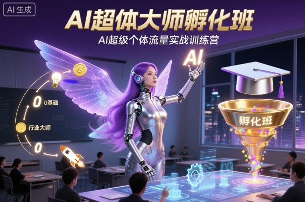 AI超体大师孵化班,AI超级个体流量实战训练营_免费分享网络创业,副业,信息差项目的老牌资源整合平台!金铲子项目