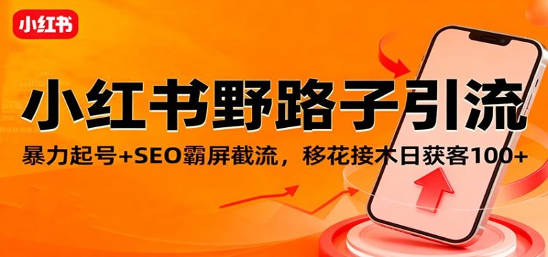 小红书野路子引流，暴力起号SEO霸屏截流，移花接木日获客_免费分享网络创业,副业,信息差项目的老牌资源整合平台！金铲子项目