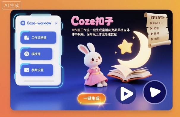 Coze扣子工作流一键生成童话皮克斯风格立体书视频,保姆级工作流搭建教程_免费分享网络创业,副业,信息差项目的老牌资源整合平台!金铲子项目