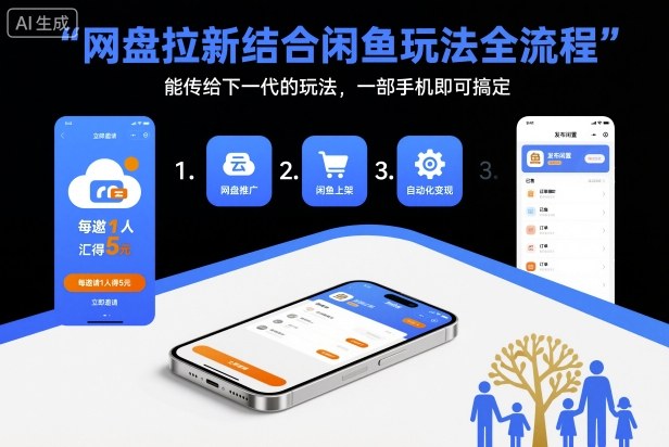 网盘拉新结合闲鱼玩法全流程,能传给下一代的玩法,一部手机即可搞定(附入口渠道以及实操教程)_免费分享网络创业,副业,信息差项目的老牌资源整合平台!金铲子项目