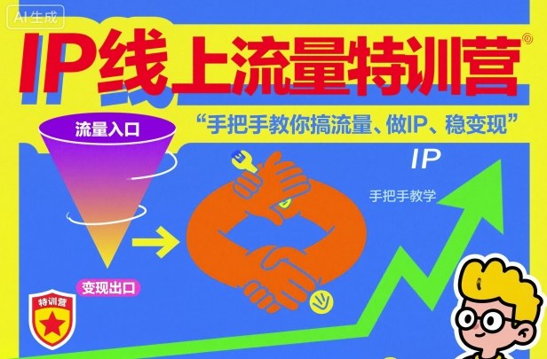 IP线上流量特训营,手把手教你搞流量、做IP、稳_免费分享网络创业,副业,信息差项目的老牌资源整合平台!金铲子项目