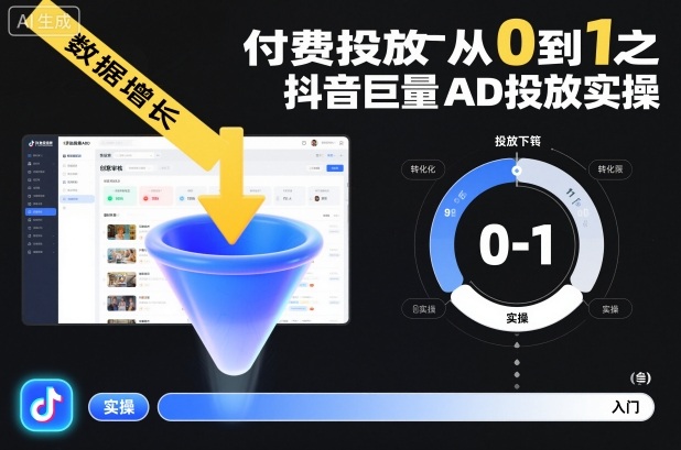 付费投放从0到1之抖音巨量AD投放实操_免费分享网络创业,副业,信息差项目的老牌资源整合平台!金铲子项目