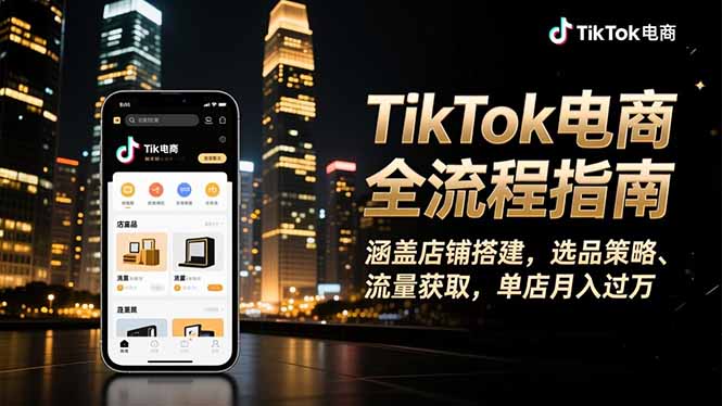 (16524期)TikTok电商全流程指南,涵盖店铺搭建、选品策略、流量获取,单店_免费分享网络创业,副业,信息差项目的老牌资源整合平台!金铲子项目