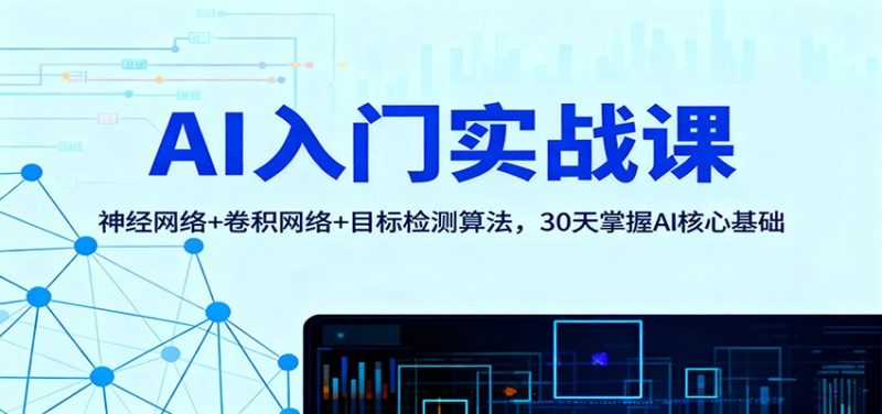 AI入门实战课：神经网络卷积网络目标检测算法，30天掌握AI核心基础_免费分享网络创业,副业,信息差项目的老牌资源整合平台！金铲子项目