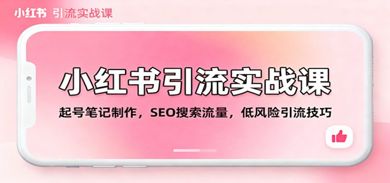 小红书引流实战课：起号笔记制作，SEO搜索流量，低风险引流技巧_免费分享网络创业,副业,信息差项目的老牌资源整合平台！金铲子项目