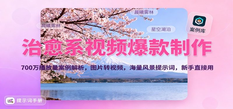 治愈系视频爆款制作，700万播放量案例解析，图片转视频，海量风景提示词，新手直接用_免费分享网络创业,副业,信息差项目的老牌资源整合平台！金铲子项目