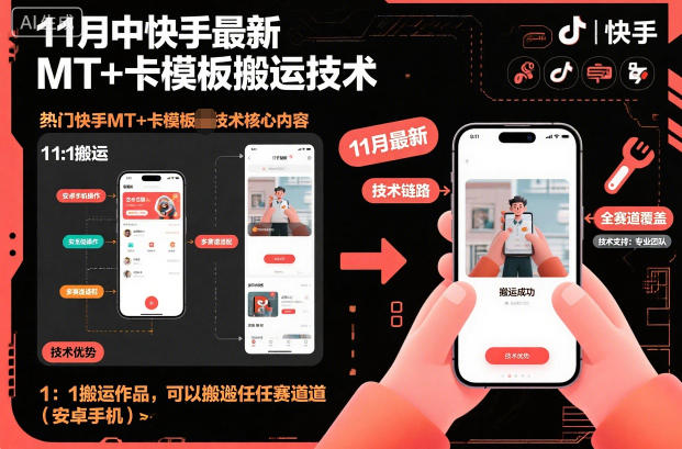 11月中快手最新MT卡模板搬运技术，1：1搬运作品，可以搬运任何赛道（安卓手机）_免费分享网络创业,副业,信息差项目的老牌资源整合平台！金铲子项目