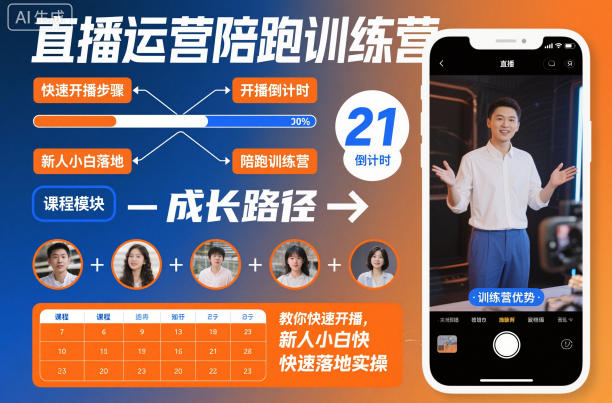 直播运营陪跑训练营，教你快速开播，新人小白快速落地实操_免费分享网络创业,副业,信息差项目的老牌资源整合平台！金铲子项目