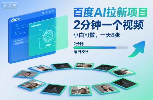 百度AI拉新项目，2分钟一个视频，小白可做，一天8张【附案例保姆级教程】_免费分享网络创业,副业,信息差项目的老牌资源整合平台！金铲子项目