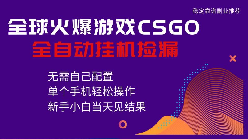 火爆游戏CSGO全自动捡漏，独家最新玩法，单个手机可操作，新手小白_免费分享网络创业,副业,信息差项目的老牌资源整合平台！金铲子项目