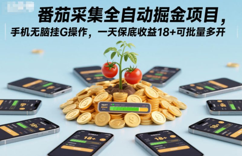 番茄采集全自动掘金项目，手机无脑挂G操作，一天18可批量多开_免费分享网络创业,副业,信息差项目的老牌资源整合平台！金铲子项目