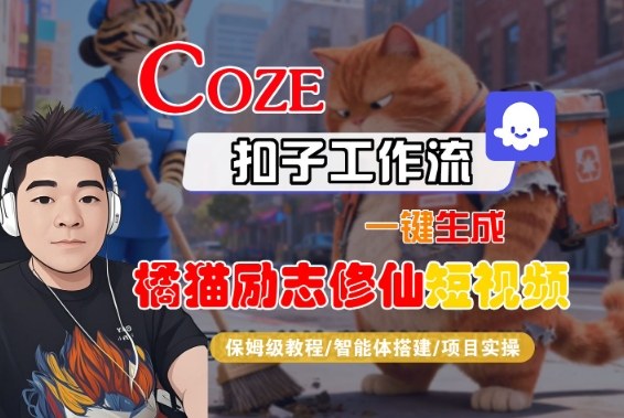 Coze扣子智能体工作流一键生成“橘猫励志修仙“短视频，全流程保姆级教学_免费分享网络创业,副业,信息差项目的老牌资源整合平台！金铲子项目