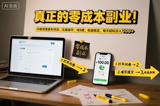 真正的副业问卷调查暴利项目，无脑操作，纯0撸，稳定，每天_免费分享网络创业,副业,信息差项目的老牌资源整合平台！金铲子项目