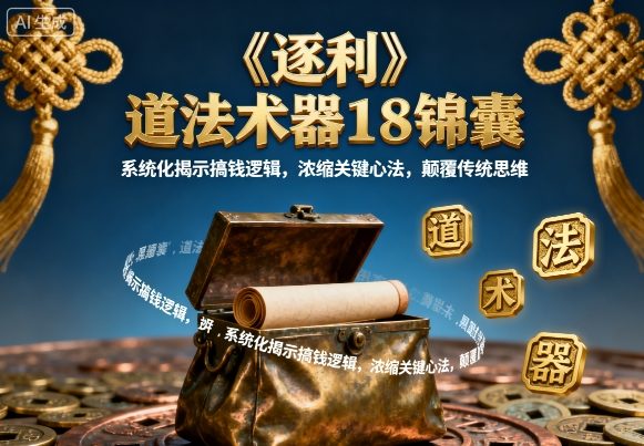 《逐利》道法术器18锦囊，系统化揭示搞钱逻辑，浓缩关键心法，颠覆传统思维（更新）_免费分享网络创业,副业,信息差项目的老牌资源整合平台！金铲子项目