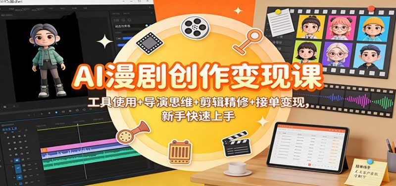 AI漫剧创作变现课:工具使用+导演思维+剪辑精修+接单变现,新手快速上手_免费分享网络创业,副业,信息差项目的老牌资源整合平台!金铲子项目