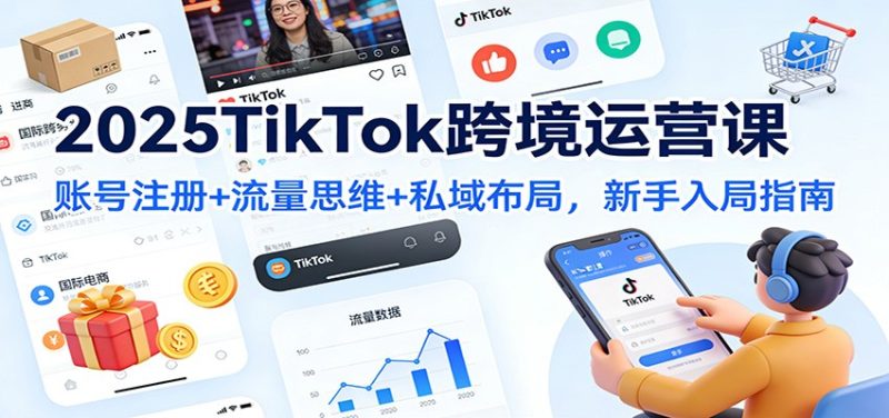 2025TikTok跨境运营课：账号注册流量思维私域布局，新手入局指南_免费分享网络创业,副业,信息差项目的老牌资源整合平台！金铲子项目