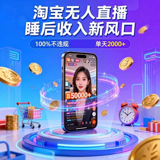 (16822期)淘宝无人直播,不违规不封号,直播100小时卖了5万,年底旺季_免费分享网络创业,副业,信息差项目的老牌资源整合平台!金铲子项目