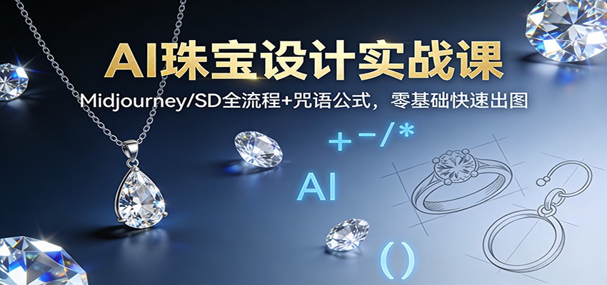 AI珠宝设计实战课:Midjourney/SD全流程咒语公式,零基础快速出图_免费分享网络创业,副业,信息差项目的老牌资源整合平台!金铲子项目