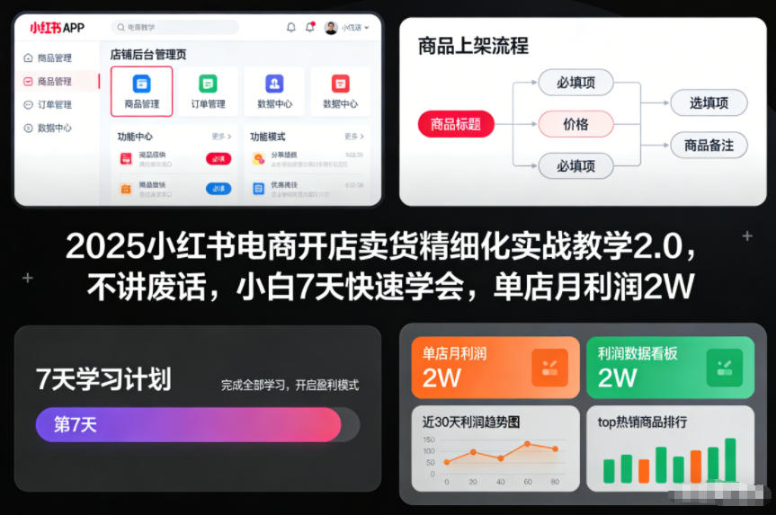 2025小红书电商开店卖货精细化实战教学2.0,不讲废话,小白7天快速学会,单店月利润_免费分享网络创业,副业,信息差项目的老牌资源整合平台!金铲子项目