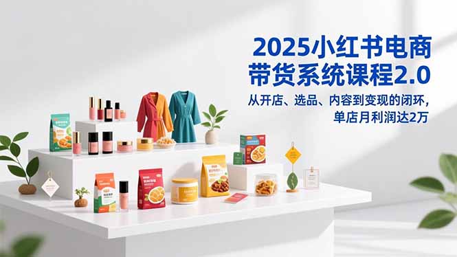 (16880期)2025小红书电商带货系统课程2.0,从开店、选品、内容到的闭环,单店月利润达2万_免费分享网络创业,副业,信息差项目的老牌资源整合平台!金铲子项目