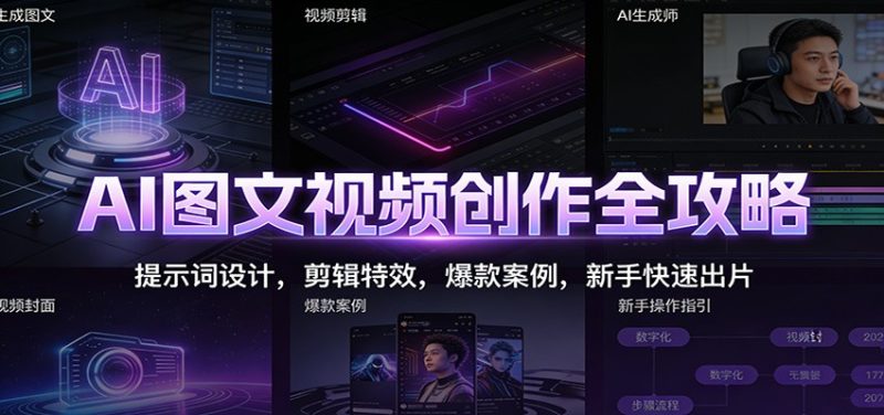 AI图文视频创作全攻略：提示词设计，剪辑特效，爆款案例，新手快速出片_免费分享网络创业,副业,信息差项目的老牌资源整合平台！金铲子项目