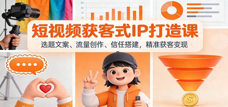 短视频获客式IP打造课:选题文案、流量创作、信任搭建,精准获客变现_免费分享网络创业,副业,信息差项目的老牌资源整合平台!金铲子项目