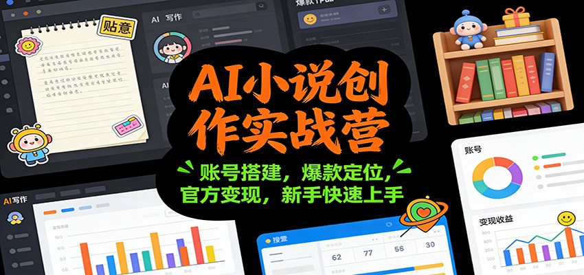 AI小说创作实战营：账号搭建，爆款定位，官方变现，新手快速上手_免费分享网络创业,副业,信息差项目的老牌资源整合平台！金铲子项目