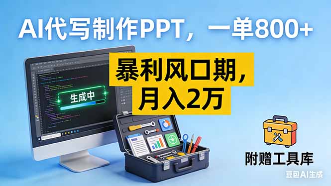 (16967期)AI代写制作PPT,一单,暴利风口期,2万【附工具】_免费分享网络创业,副业,信息差项目的老牌资源整合平台!金铲子项目