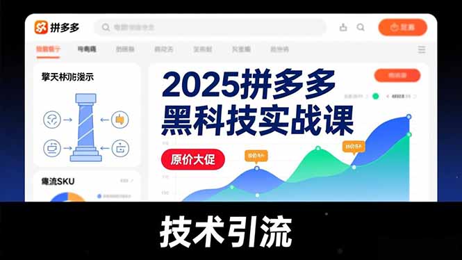 (16977期)2025拼多多黑科技实战课,擎天柱玩法、爆流SKU、原价大促,技术引流,单店日销轻松破千单_免费分享网络创业,副业,信息差项目的老牌资源整合平台!金铲子项目