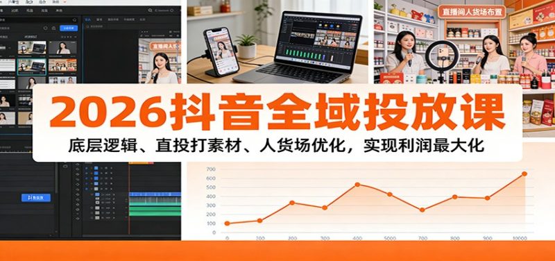 2026抖音全域投放课:底层逻辑、直投打素材、人货场优化,实现利润最大化_免费分享网络创业,副业,信息差项目的老牌资源整合平台!金铲子项目