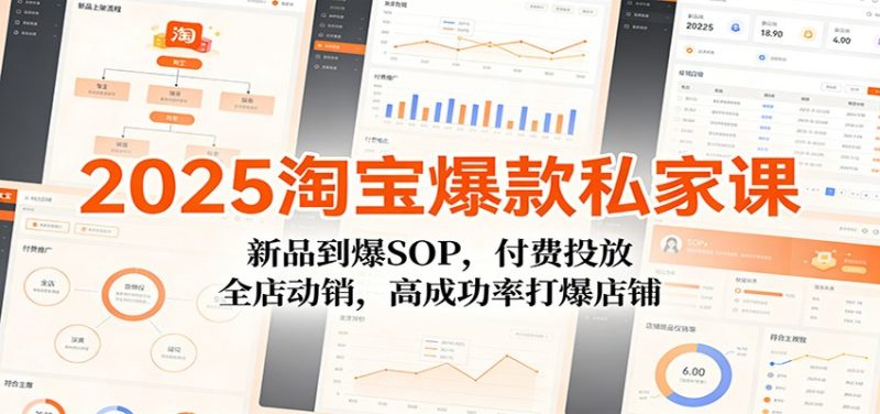 2025淘宝爆款私家课:新品到爆SOP,付费投放,全店动销,高成功率打爆店铺_免费分享网络创业,副业,信息差项目的老牌资源整合平台!金铲子项目