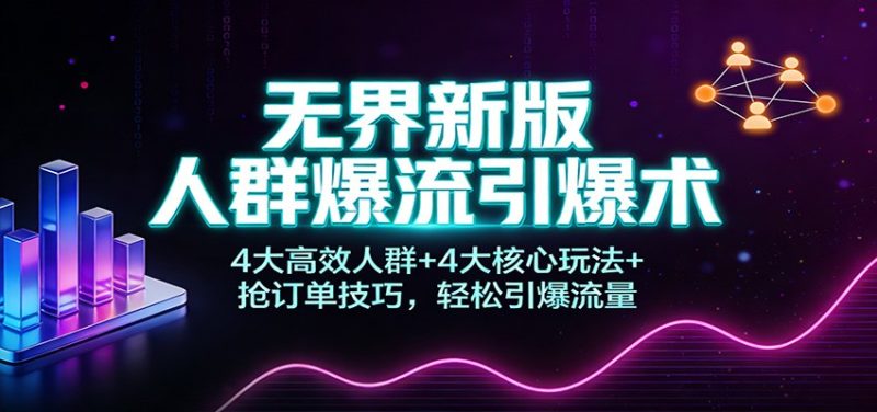 无界新版人群爆流引爆术：4大高效人群+4大核心玩法+抢订单技巧，轻松引爆流量_免费分享网络创业,副业,信息差项目的老牌资源整合平台！金铲子项目