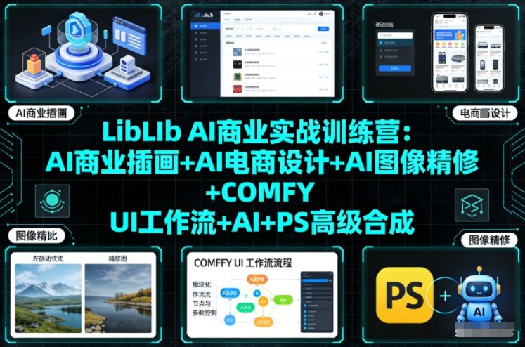LibLIb AI商业实战训练营：AI商业插画+AI电商设计+AI图像精修+COMFY UI工作流+AI+PS高级合成_免费分享网络创业,副业,信息差项目的老牌资源整合平台！金铲子项目