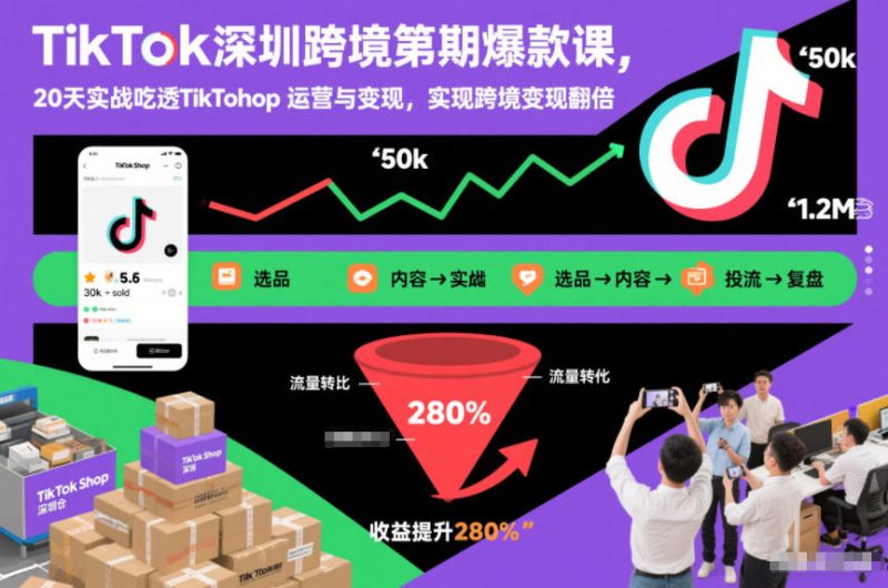 TikTok深圳跨境第2期爆款课，20天实战吃透TikTok Shop运营与变现，实现跨境变现翻倍_免费分享网络创业,副业,信息差项目的老牌资源整合平台！金铲子项目