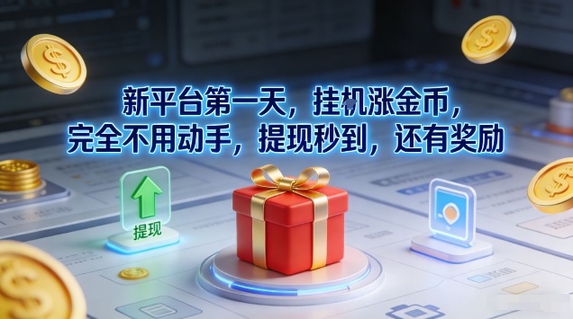 新平台第一天，挂G涨金币，完全不用动手，提现秒到，还有奖励_免费分享网络创业,副业,信息差项目的老牌资源整合平台！金铲子项目