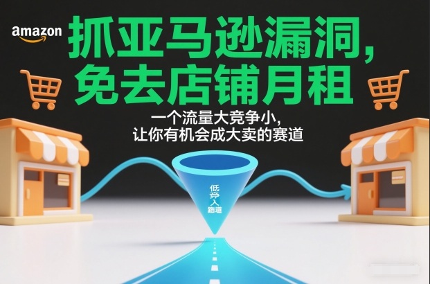 抓亚马逊漏洞，免去店铺月租，一个流量大竞争小，让你有机会成大卖的赛道_免费分享网络创业,副业,信息差项目的老牌资源整合平台！金铲子项目