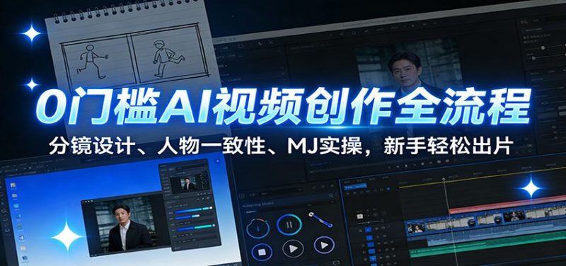 0门槛AI视频创作全流程：分镜设计、人物一致性、MJ实操，新手出片_免费分享网络创业,副业,信息差项目的老牌资源整合平台！金铲子项目