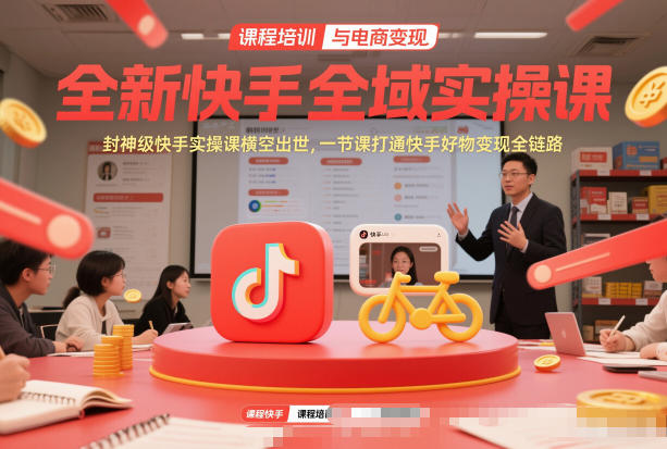 全新快手全域实操课,封神级快手实操课横空出世,一节课打通快手好物变现全链路_免费分享网络创业,副业,信息差项目的老牌资源整合平台!金铲子项目