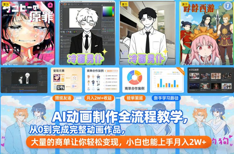 AI动画制作全流程教学,从0到完成完整动画作品,大量的商单让你,小白也能上手_免费分享网络创业,副业,信息差项目的老牌资源整合平台!金铲子项目