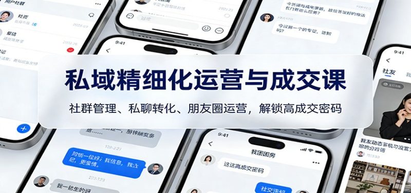 私域精细化运营与成交课：社群管理、私聊转化、朋友圈运营，解锁高成交密码_免费分享网络创业,副业,信息差项目的老牌资源整合平台！金铲子项目