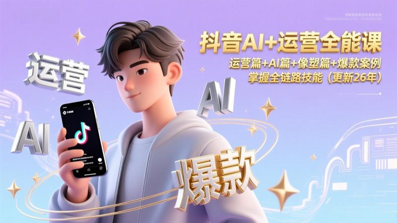 (17078期)抖音AI+运营全能课,运营篇+AI篇+像塑篇+爆款案例,掌握全链路技能(更新26年)_免费分享网络创业,副业,信息差项目的老牌资源整合平台!金铲子项目