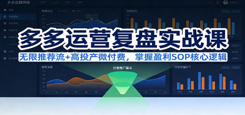 多多运营复盘实战课:无限推荐流高投产微付费,掌握盈利SOP核心逻辑(更新)_免费分享网络创业,副业,信息差项目的老牌资源整合平台!金铲子项目