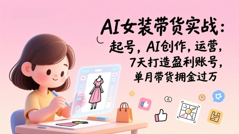 （17088期）AI女装带货实战：起号，AI创作，运营，7天打造盈利账号，单月带货佣金_免费分享网络创业,副业,信息差项目的老牌资源整合平台！金铲子项目