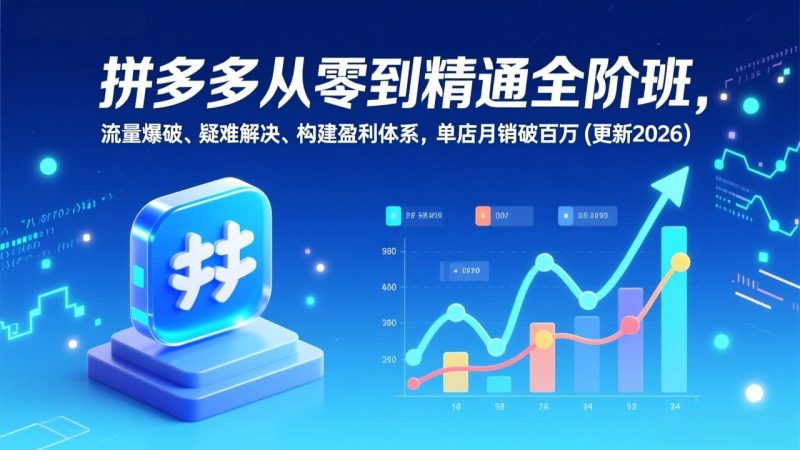 （17148期）拼多多从零到精通全阶班，流量爆破、疑难解决，构建盈利体系，单店破百万(更新2026)_免费分享网络创业,副业,信息差项目的老牌资源整合平台！金铲子项目