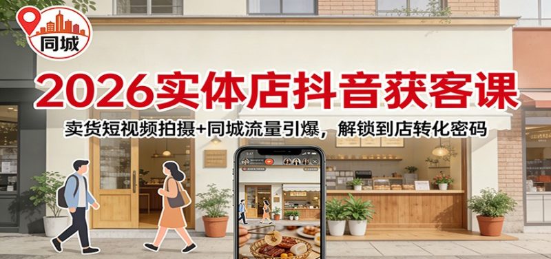 2026实体店抖音获客：卖货短视频拍摄同城流量引爆，解锁到店转化密码_免费分享网络创业,副业,信息差项目的老牌资源整合平台！金铲子项目