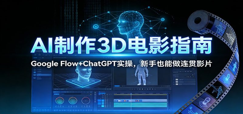 AI制作3D电影指南：Google Flow+ChatGPT实操，新手也能做连贯影片_免费分享网络创业,副业,信息差项目的老牌资源整合平台！金铲子项目