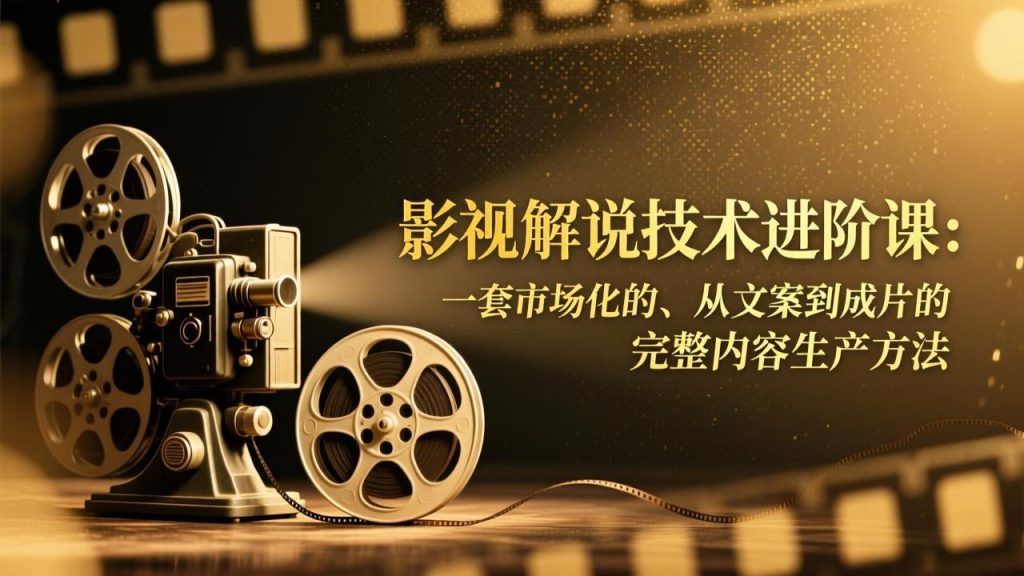 （17185期）影视解说技术进阶课：一套市场化的、从文案到成片的完整内容生产方法_免费分享网络创业,副业,信息差项目的老牌资源整合平台！金铲子项目