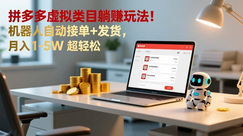(17174期)多多虚拟类目躺赚玩法!机器人自动接单+发货,月入 1-5W 超轻松_免费分享网络创业,副业,信息差项目的老牌资源整合平台!金铲子项目