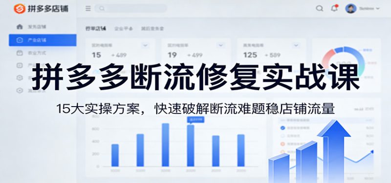 拼多多断流修复实战课：15大实操方案，快速破解断流难题稳店铺流量_免费分享网络创业,副业,信息差项目的老牌资源整合平台！金铲子项目